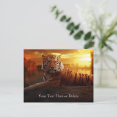 Custom Text Gorgeous Orange Wild Tiger Gold Sunset Postkarte (Stehend Vorderseite)