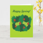 Custom Text Green Blätter und Ladybugs Happy Sprin Karte (Gelbe Blume)