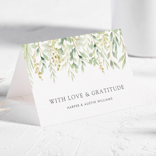 CUSTOM TEXT Green Foliage Botanic Dankeskarte