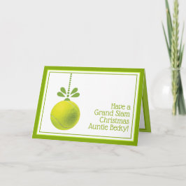 Custom text green Tennis bauble Christmas Card Karte