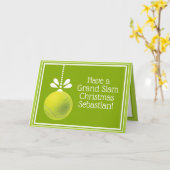Custom text green Tennis bauble Christmas Karte (Gelbe Blume)