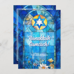 Custom text Happy Hanukkah, Buntglas Feiertagskarte