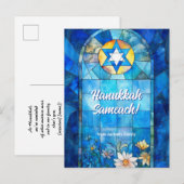 Custom text Happy Hanukkah, Buntglas Postkarte (Vorne/Hinten)