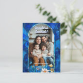 Custom text Happy Hanukkah, Buntglas Postkarte (Stehend Vorderseite)