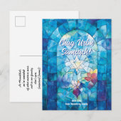 Custom text Happy Hanukkah ✡️, Buntglas Postkarte (Vorne/Hinten)