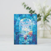 Custom text Happy Hanukkah ✡️, Buntglas Postkarte (Stehend Vorderseite)