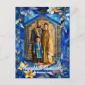 Custom text Happy Hanukkah, Buntglas Postkarte (Vorderseite)