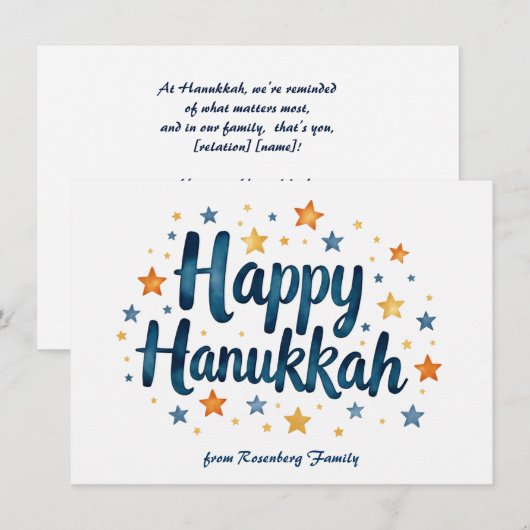 Custom text Happy Hanukkah ✡️, Feiertagskarte (Vorne/Hinten)