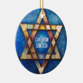 Custom text Happy Hanukkah ✡️, Star von David Keramik Ornament (Rechts)