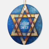 Custom text Happy Hanukkah ✡️, Star von David Keramik Ornament (Links)