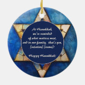 Custom text Happy Hanukkah ✡️, Star von David Keramik Ornament (Hinten)