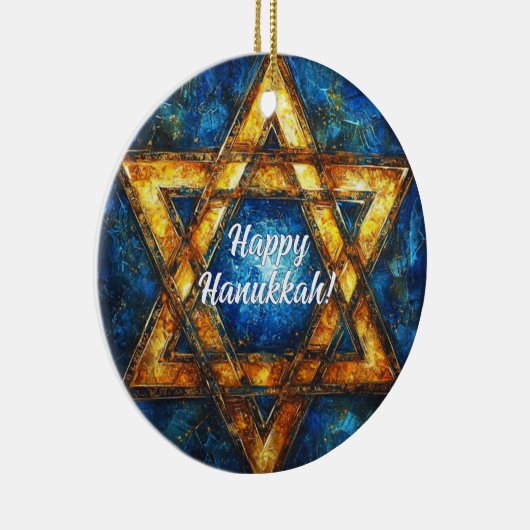 Custom text Happy Hanukkah ✡️, Star von David Keramik Ornament (Rechts)