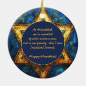 Custom text Happy Hanukkah ✡️, Star von David Keramik Ornament (Hinten)