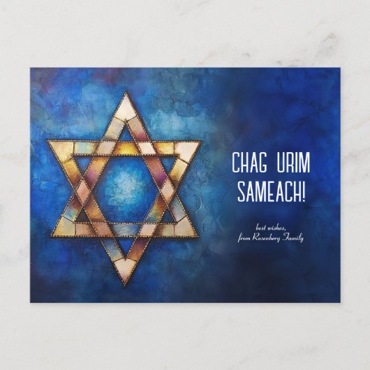 Custom text Happy Hanukkah ✡️, Star von David Postkarte (Vorderseite)