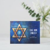 Custom text Happy Hanukkah ✡️, Star von David Postkarte (Stehend Vorderseite)