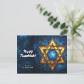 Custom text Happy Hanukkah ✡️, Star von David Postkarte (Stehend Vorderseite)