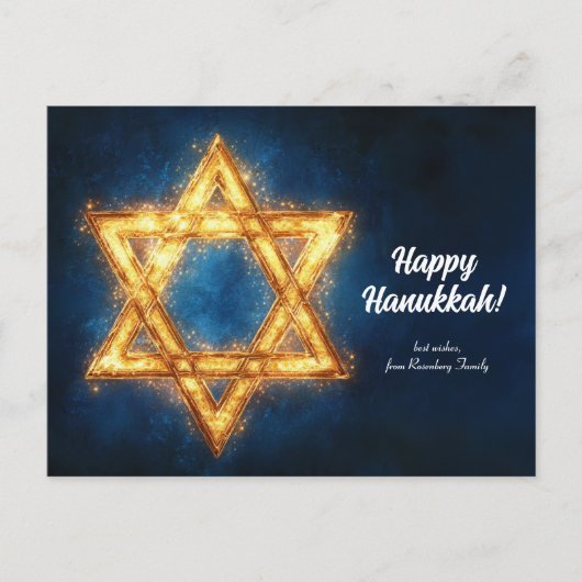 Custom text Happy Hanukkah ✡️, Star von David Postkarte (Vorderseite)