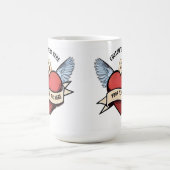 Custom Text | Heart Funny Seagull Tattoo Kaffeetasse (Mittel)