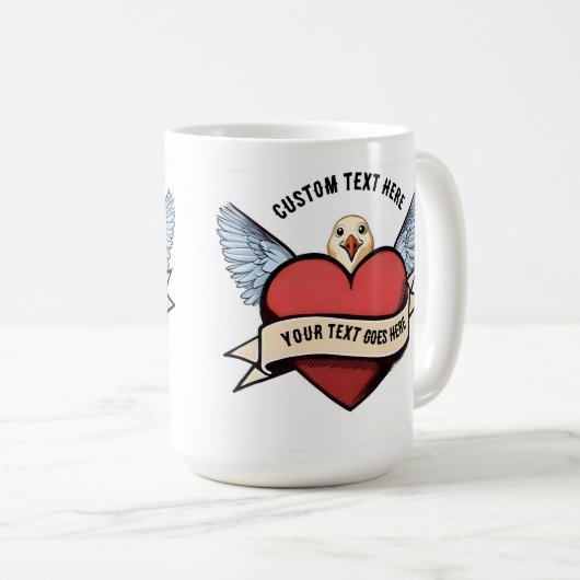 Custom Text | Heart Funny Seagull Tattoo Kaffeetasse (VorderseiteRechts)