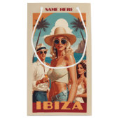 Custom Text Ibiza, Spanien Reiseplakat Kleine Geschenktüte (Rückseite)