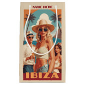 Custom Text Ibiza, Spanien Reiseplakat Kleine Geschenktüte (Vorderseite)