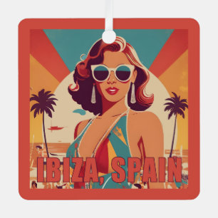 Custom Text Ibiza, Spanien Reiseplakat Ornament Aus Metall