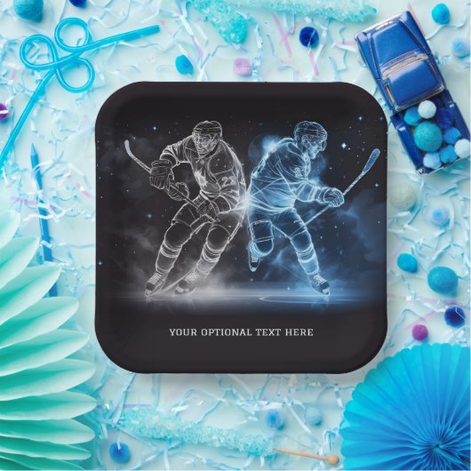 Custom Text Ice Hockey Pappteller (Party)