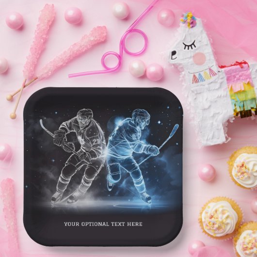 Custom Text Ice Hockey Pappteller (Party)