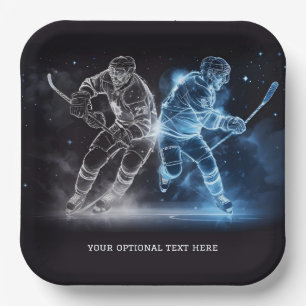 Custom Text Ice Hockey Pappteller