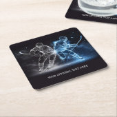 Custom Text Ice Hockey Rechteckiger Pappuntersetzer (angewinkelt)
