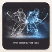 Custom Text Ice Hockey Rechteckiger Pappuntersetzer (Vorderseite)