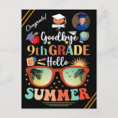 Custom Text & Image Hello Summer Funny Abschluss Ankündigungspostkarte (Vorderseite)