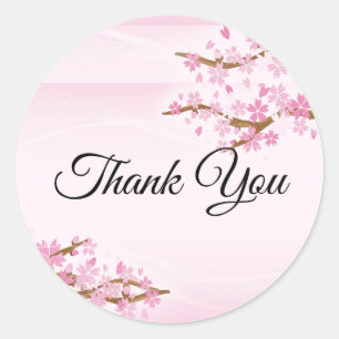 Custom Text Japanisch Pink Cherry Blossom Vielen D Runder Aufkleber