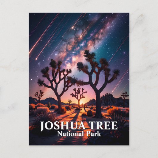 Custom Text Joshua Tree Night Sky Cosmic Landscape Postkarte (Vorderseite)