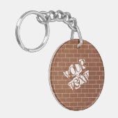 Custom Text Keychain with Brick Wall Design Schlüsselanhänger (Vorderseite links)