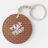 Custom Text Keychain with Brick Wall Design Schlüsselanhänger (Rückseite)