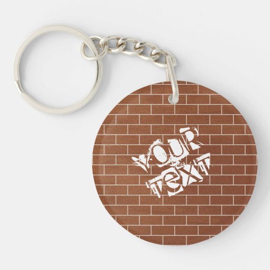 Custom Text Keychain with Brick Wall Design Schlüsselanhänger (Vorderseite)