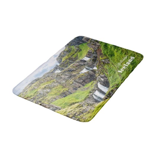 Custom Text Klifbrekkufossar, Island Badematte (Schrägansicht)