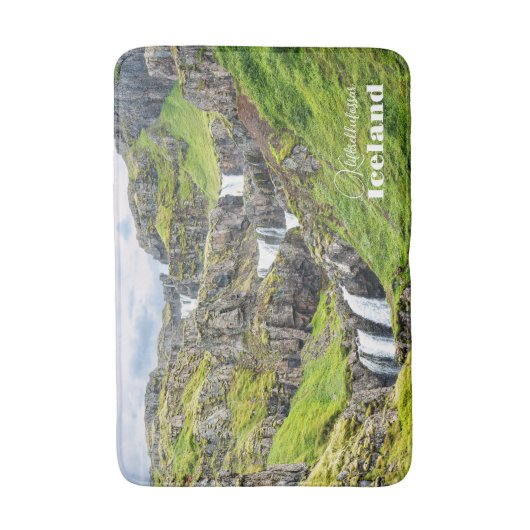 Custom Text Klifbrekkufossar, Island Badematte (Vorderseite Vertikal)