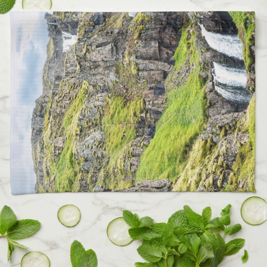 Custom Text Klifbrekkufossar, Island Geschirrtuch (Gefaltet)