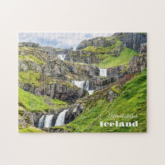 Custom Text Klifbrekkufossar, Island Puzzle (Horizontal)