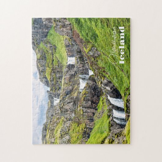 Custom Text Klifbrekkufossar, Island Puzzle (Vertikal)