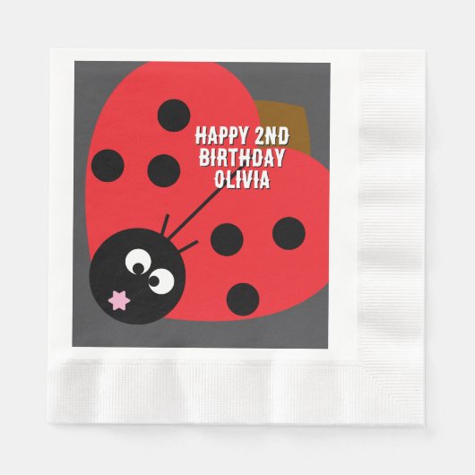 Custom Text Ladybird Party Napkin - Niedlicher Car Serviette (Vorderseite)