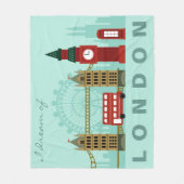 Custom text London Illustration Fleece-Decken Fleecedecke (Vorderseite)