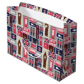 Custom Text London UK Icons Große Geschenktüte (Rückseite Schrägansicht)