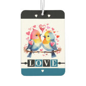 Custom text lovebirds romantic Valentine blue Autolufterfrischer (Rückseite)