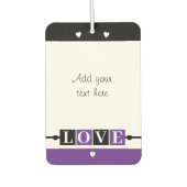 Custom text lovebirds romantic Valentine purple Autolufterfrischer (Vorderseite)