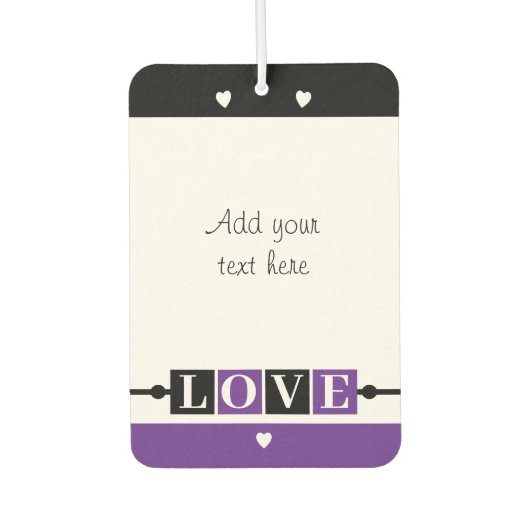 Custom text lovebirds romantic Valentine purple Autolufterfrischer (Vorderseite)