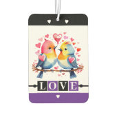 Custom text lovebirds romantic Valentine purple Autolufterfrischer (Rückseite)