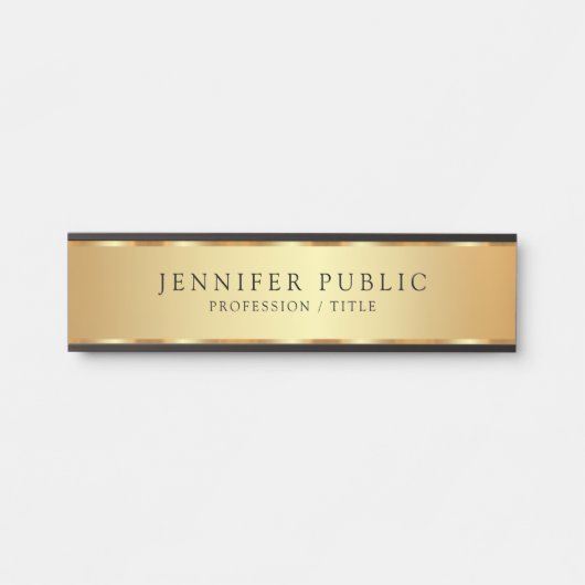 Custom Text Luxe Trendy Black & Gold Beruflich Türschild (Vorderseite )